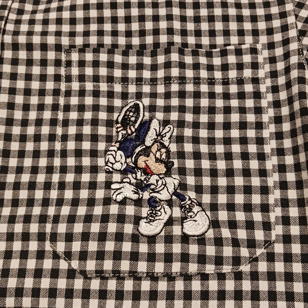 Minnie Mouse Tennis Shirt Embroidered Sz8/10 Girls Black/White‎ Disneylandia